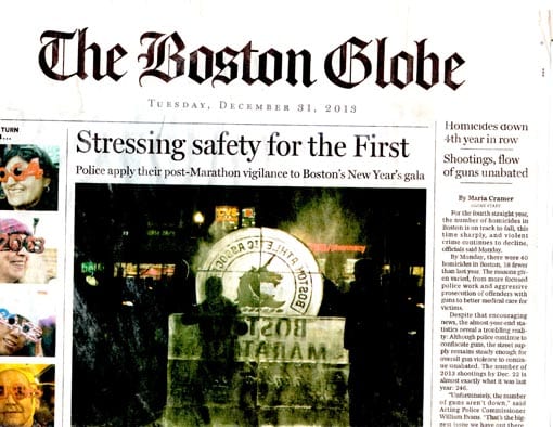The front page of The Boston Globe