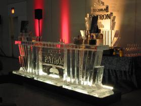Patron Bar 12 foot with back bar logo and bottle holders on bar top