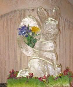 Bunny holding Egg with flower inlay