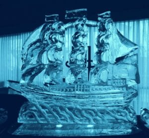 Clipper Ship 2 blocks as focal point in large raw bar display