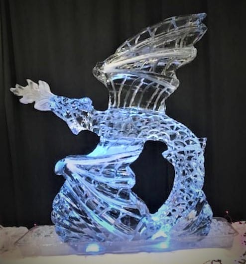 ice luges - ice dragon ice sculptures