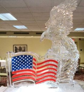 Flag and Eagle ice sculpture
