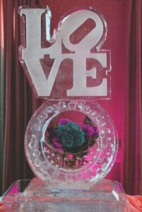 Love on flower vase base