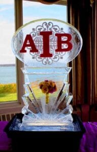 Monogram with flower base Ice Sculpture