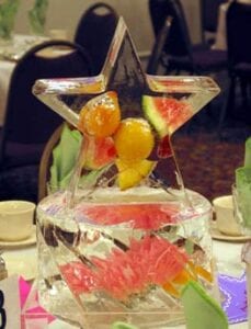 Star with fruit centerpiece in ice