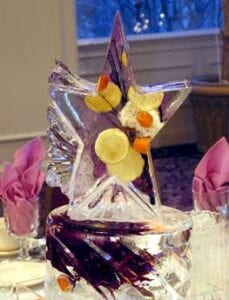 Purple Flower with star centerpiece in ice
