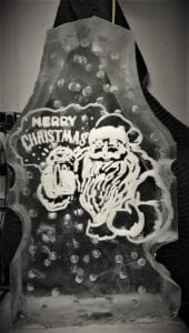Santa beer full block luge shots come off the left and right side