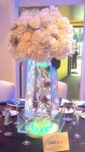 Tall vase centerpiece with flowers Ice Sculpture