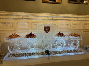 O raw bar with Harvard Logo 